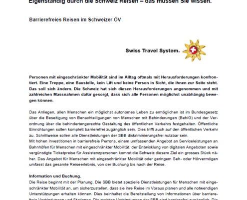 Medienbericht: Barrierefreies Reisen