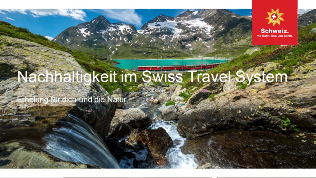 Visual der Präsentation zum Thema Nachhaltigkeit im Swiss Travel System
